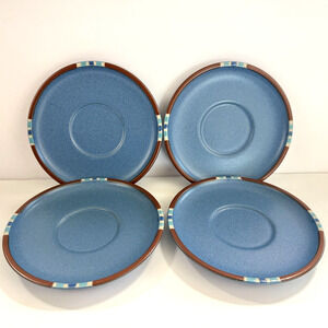 Set Of 4 Dansk Blue "Mesa" Saucers 6" Southwest Style